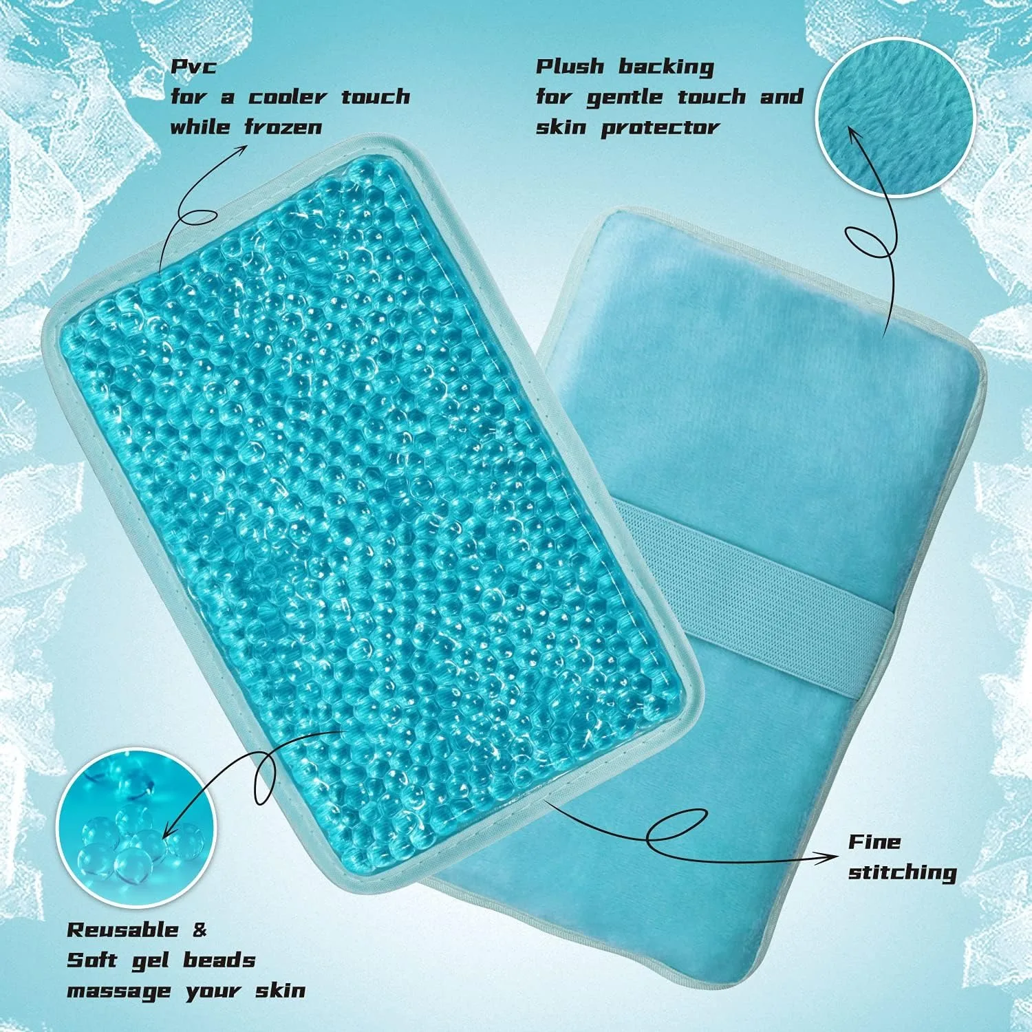 Double-sided Pillow Cold Compress Hot Compress Gel Bag, Heating Bag, Strap Handheld Gel Ice Bag.