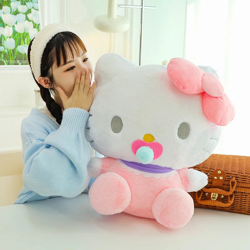 30/40/50cm Sanrio Cute Pacifier Hello Kitty Plush Doll Cartoon Anime Large Size Cat Plush Toy Room Decoration Kid Birthday Gift