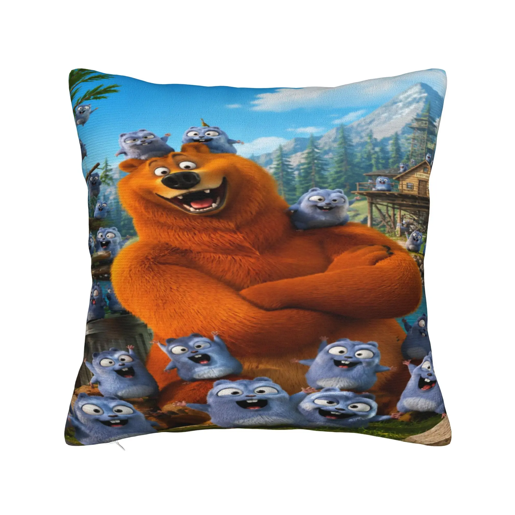Grizzly And Lemmings  Printed Pillowcases Cushion Cover  Throw Pillow Cover Y2K Bedroom Decoration Square Multiple Sizes