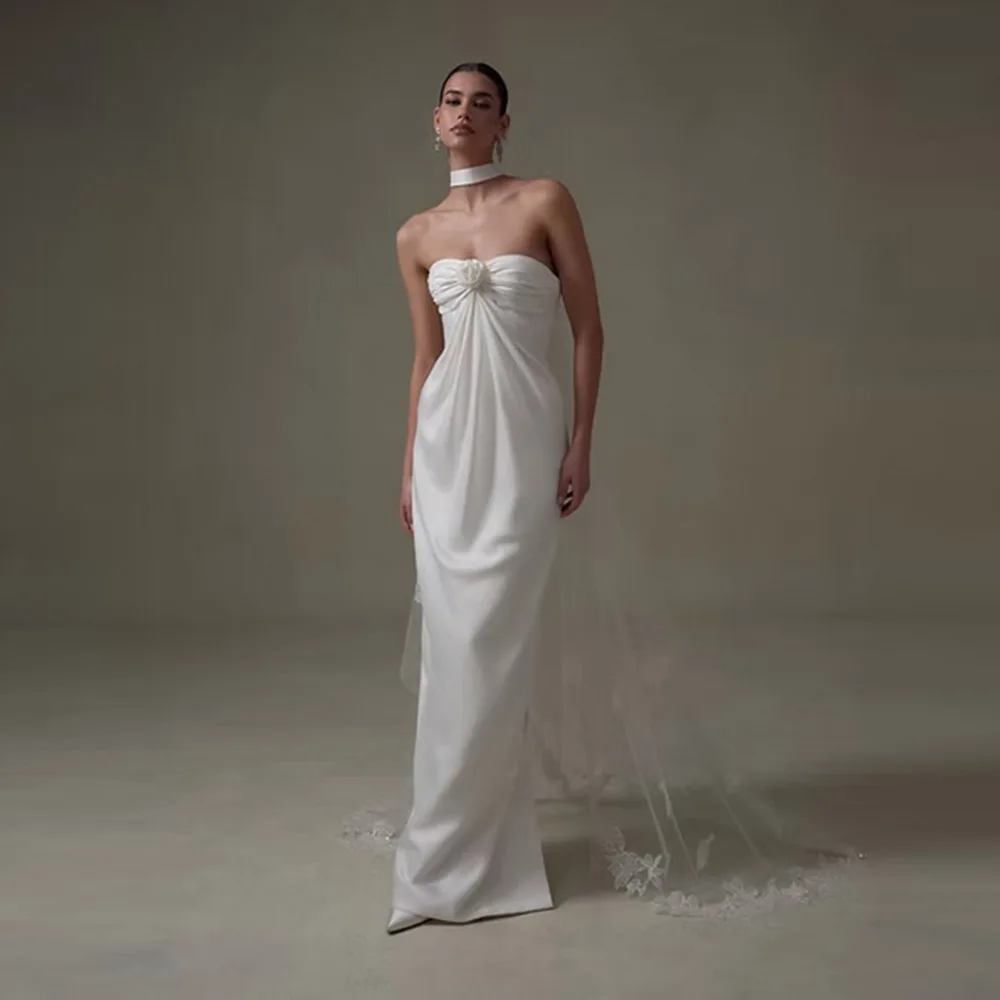 

Customized Romantic Mermaid Wedding Dresses Sweetheart Sleeveless Long Bridal Dress Without Veil Formal Wedding Prom Gown