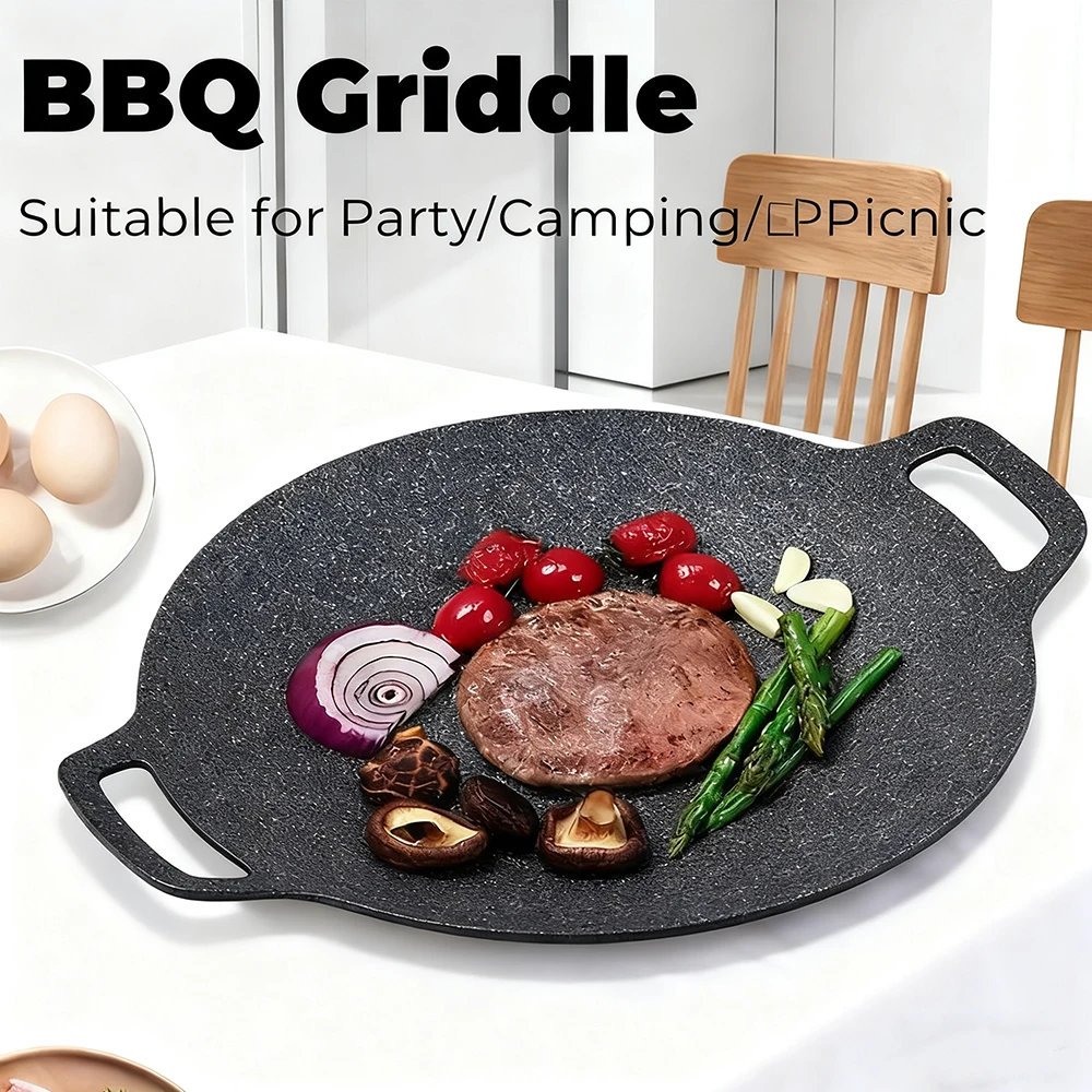 

Корейская сковорода-гриль с антипригарным 7-слойным покрытием, алюминиевая сковорода для барбекю 11,8 дюйма/13,338 дюйма для индукции, газовой плиты, в помещении и на открытом воздухе