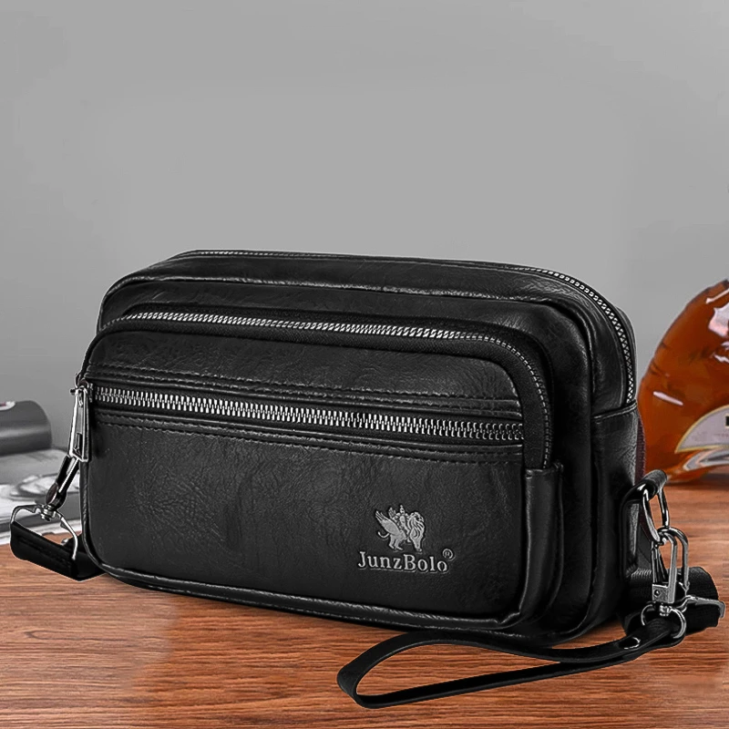 Men'S Clutch Bag Long Wallet Mini Shoulder PU Leather Handbag Cross Card Holder Phone Necessaire Pouch Hand Porter Little Bag