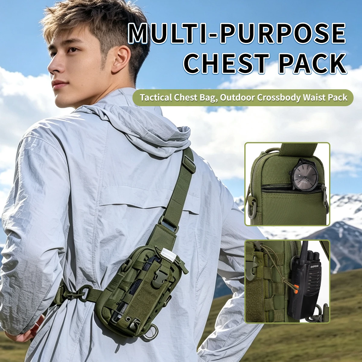 New Tactical Multi-Functional Waist Bag for Men, Outdoor Mountaineering and Cycling Water Bottle Bag, Belt Phone Bag, Accessories Crossbody Bag