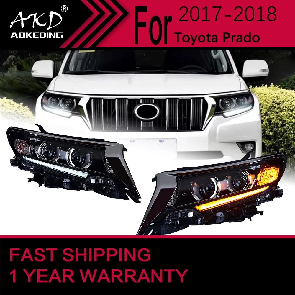 Car Lights for Toyota Prado LED Headlight 2017-2018 Prado Head Lamp Drl Dynamic Signal Projector Lens Automotive Accessories