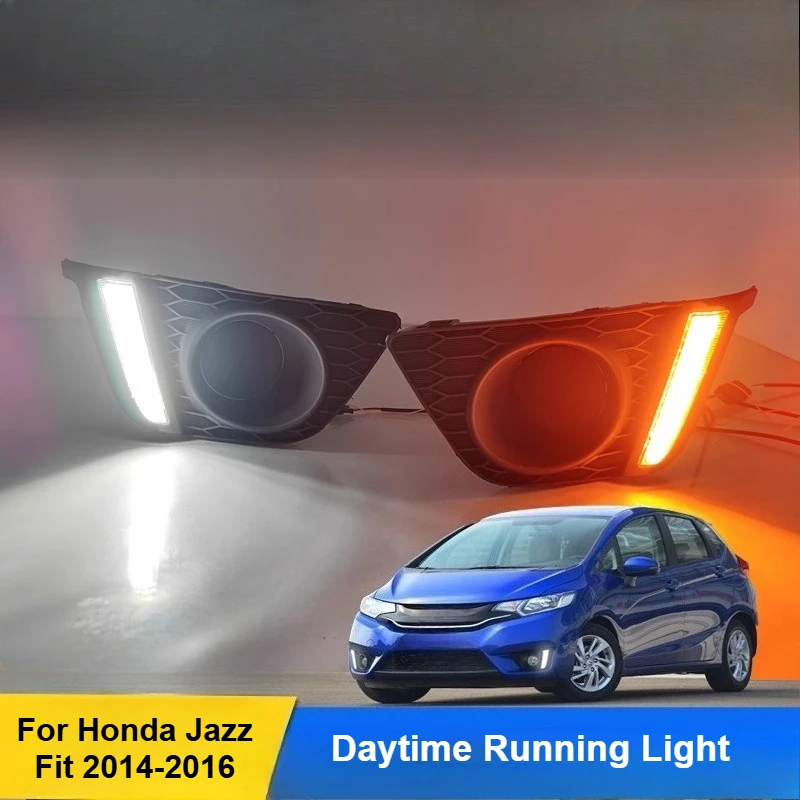

For Honda Fit Jazz 2014 2015 2016 Led Daytime Running Light Front Fog Lamp DRL Flowing Turn Signal Light Mondification Accessory