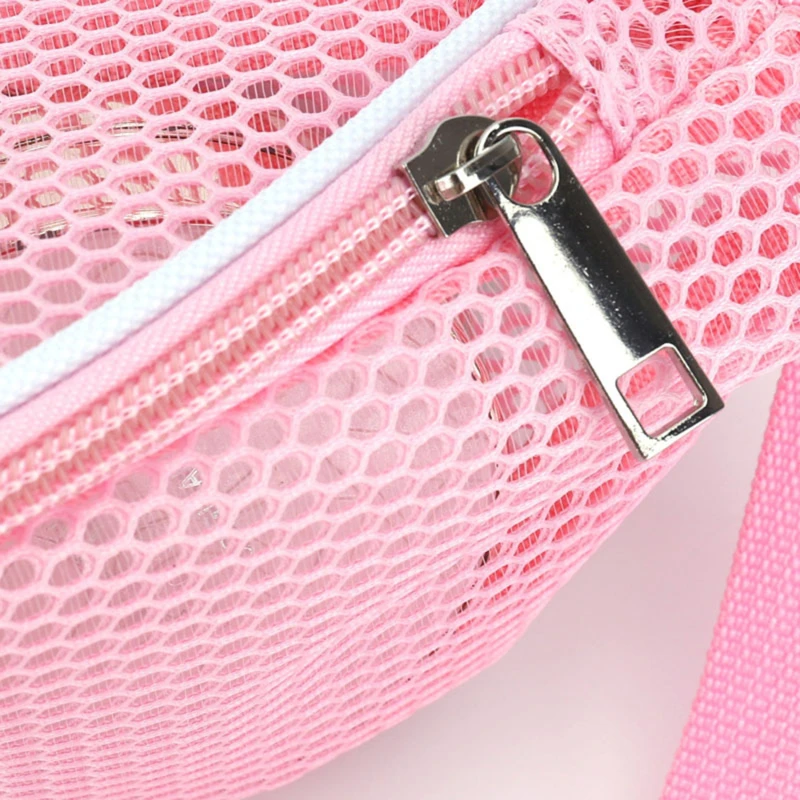 Sac de Plage en Maille pour Enfant, Pochette de Rangement pour Poudres, Fermeture Éclair, Sangle Réglable, Rond E27