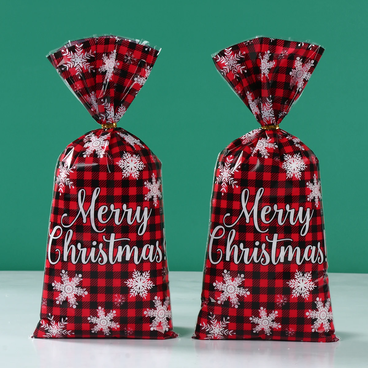 25/50/100pcs Santa Claus Snowman Candy Bags Christmas Plastic Gift Bag Merry Christmas Decorations 2023 Noel Gifts New Year 2024