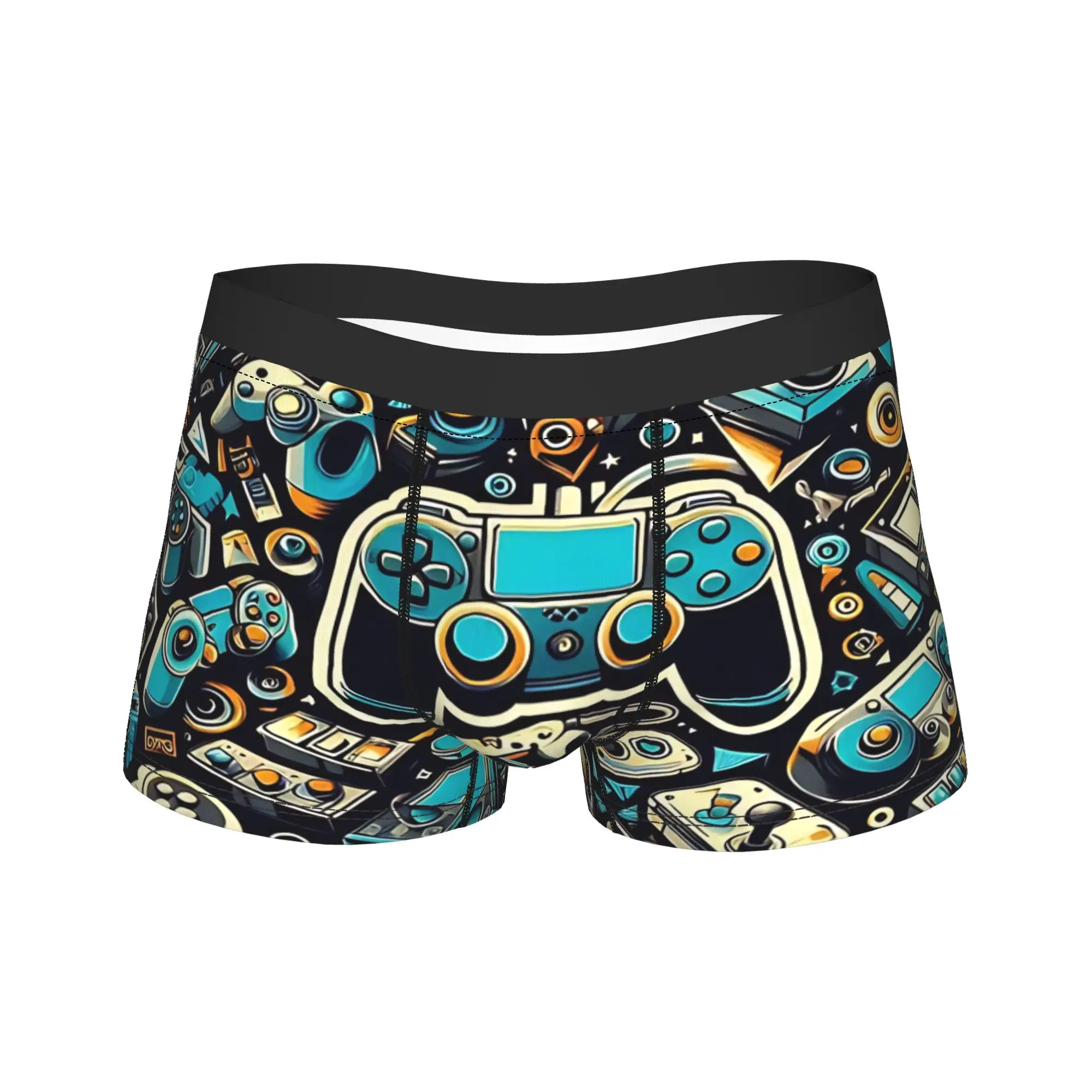 Console Gaming Pattern Underwear  Male Shorts Briefs Elastic Boxershorts Quality Customs Plus Size Underpants