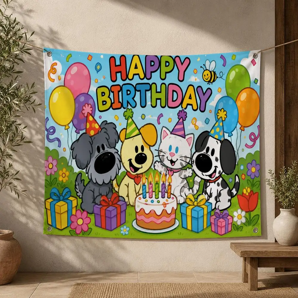 Animation Woezel And Pip Flags Home Yard & Garden Decor Banner - Indoor Outdoor Wall Hanging Flag
