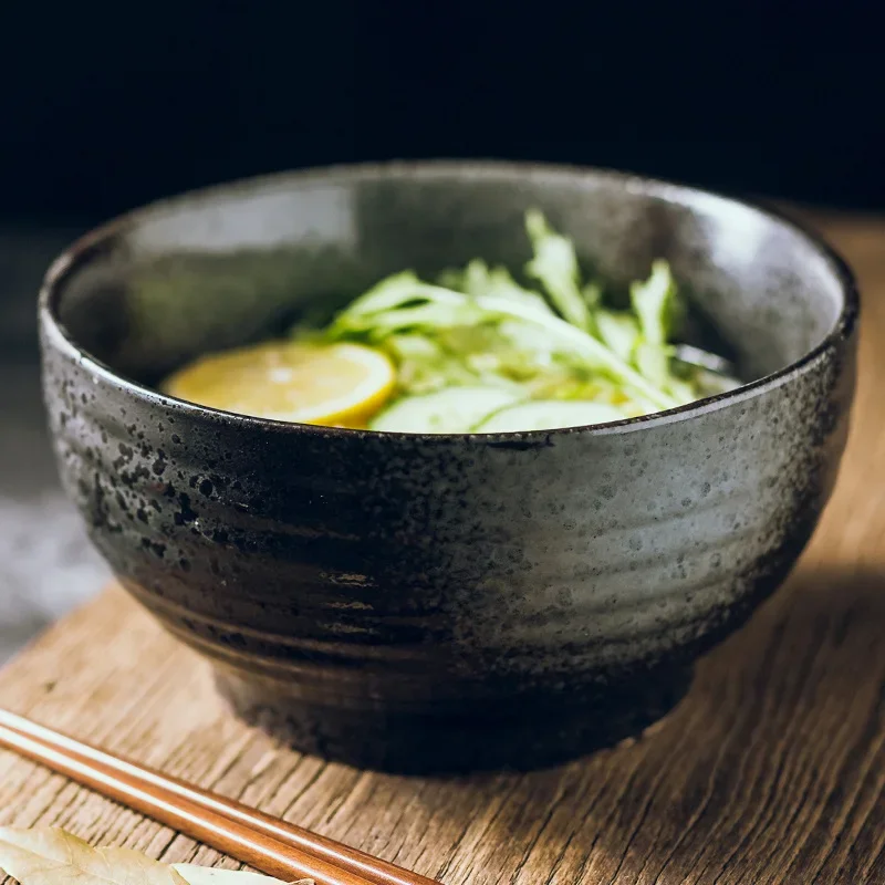 LingAo-cuenco de fideos doméstico de cerámica japonesa, tazón de sopa, restaurante