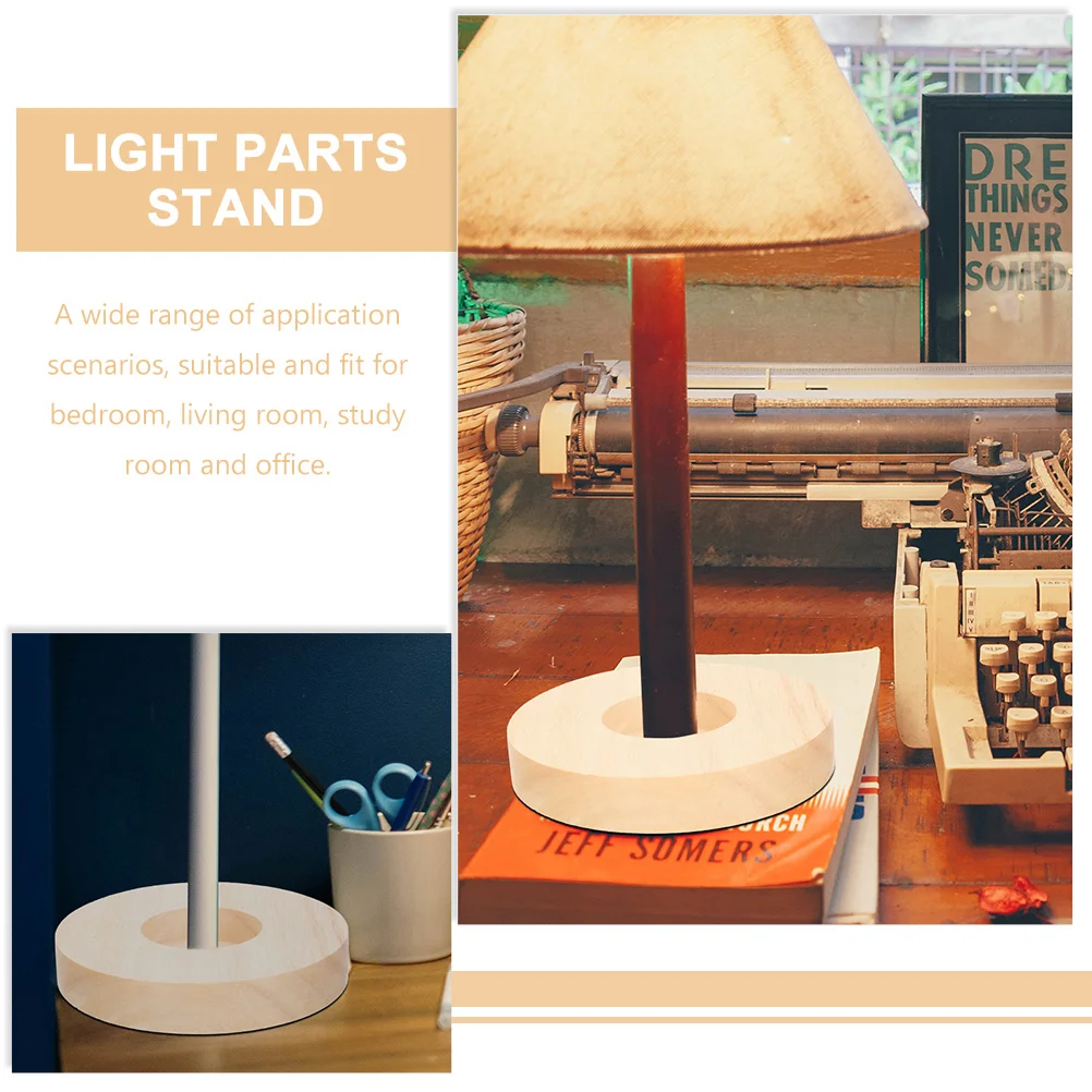 2 Pcs Night Light Display Stand Lighting Base Desk Lamps Solid Wood Cloche Dome Table