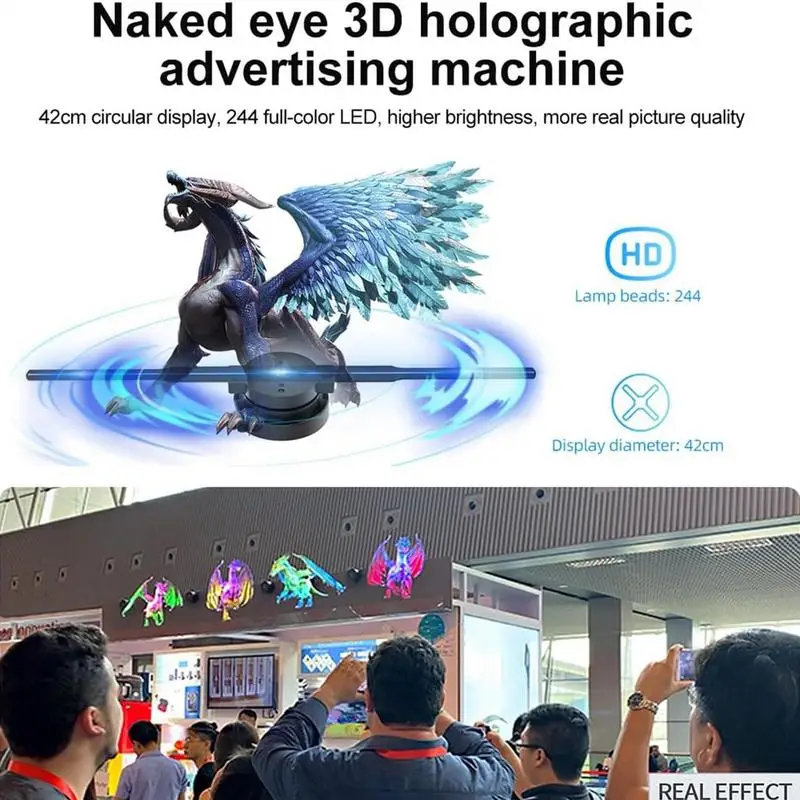 Christmas 3D Hologram LED Fan Projector 16.5in LED Fan Hologram Projector with Remote/WiFi 800x480 Resolution Fan Projector