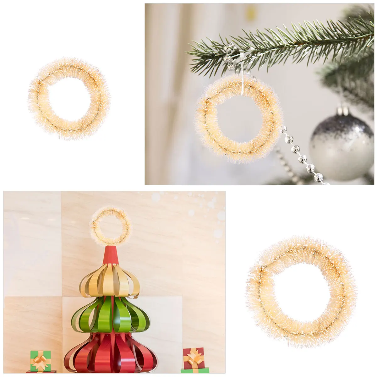 

10pcs Mini Sisal Wreath PVC Decorations Christmas Tree Crafts Halloween Various Size Party Gifts Children High Quality