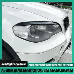 Cubierta de lámpara embellecedora para faros delanteros de coche, pegatina para BMW X5, E70, 30d, 48i, 30i, 35d, 40d, 30d, 50i, 35i, M50d, 2006-2013