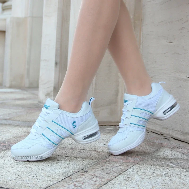 Damen-Tanzschuhe, weiche Sohle, rutschfest, atmungsaktives Mesh-Material, bequem, erhöhen die Körpergröße, quadratische Tanzschuhe für den Innen- und Außenbereich, modisch. – Detail 8