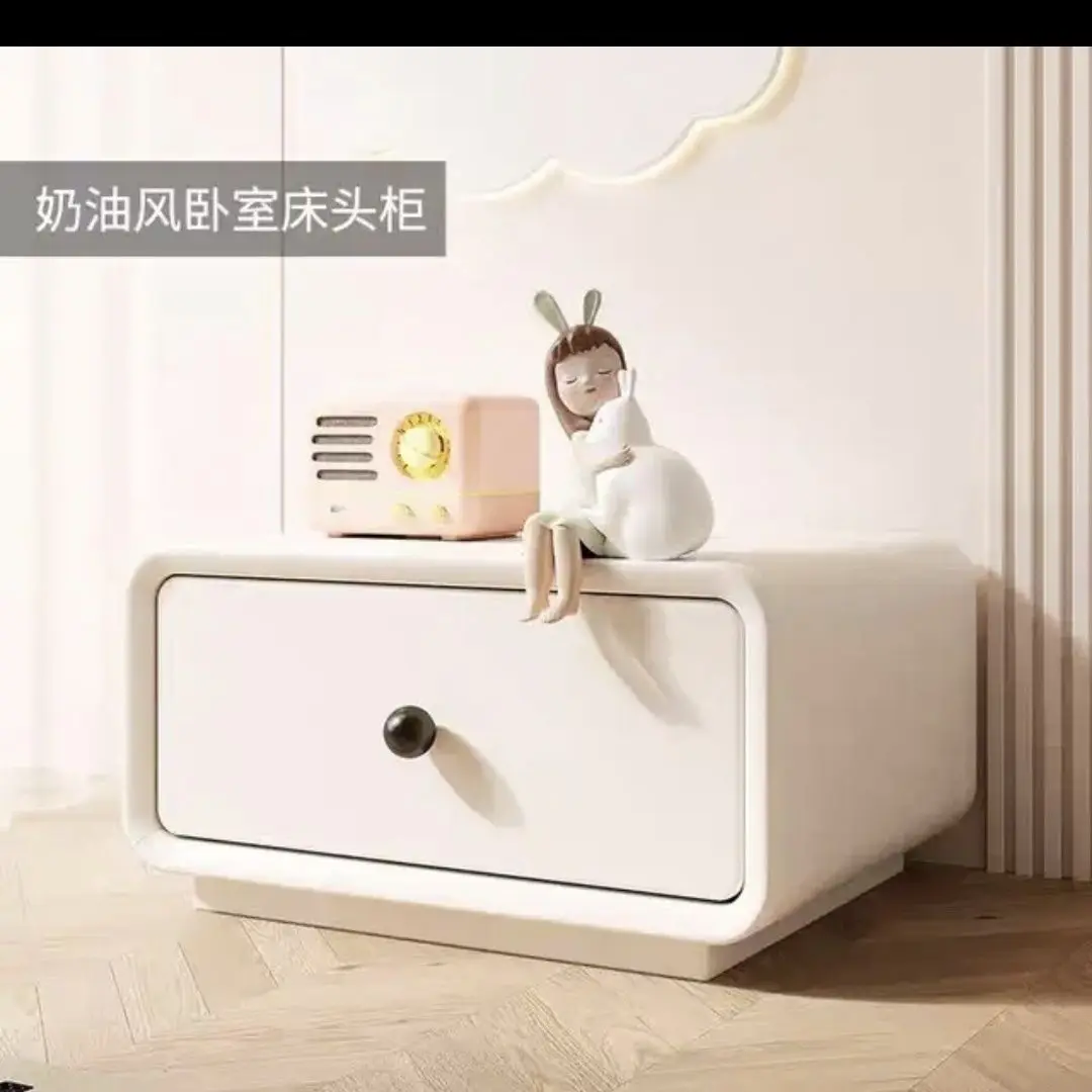 

Household cream bedside table light luxury ultra-low non-slip silicone floor nail drawer bedroom bedside bedside table
