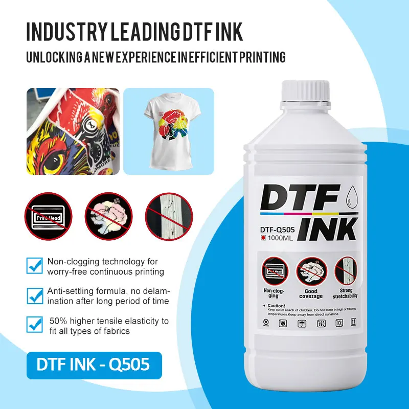 Premium DTF Ink Anti-Settling Clog Free 1L for Epson XP600 I3200 L1800 L805 1390 DTF Printer Direct to Film Transfer Ink