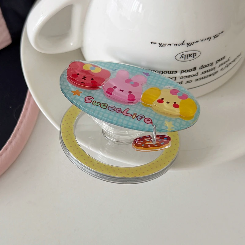 Korean Cute Girl Animal Plaid Pattern Magnetic Phone Case For iPhone 17 Pro 16 15 Pro Max Cover with Magsafe Stand Holder Cases view 4
