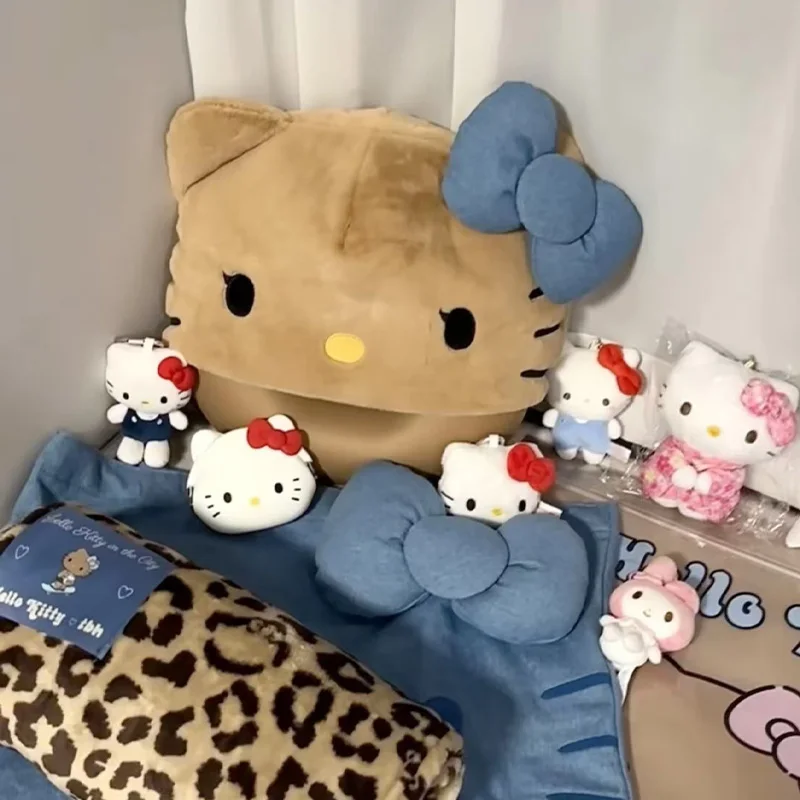 Hello Kitty Hooded Neck Pillow Cartoon U-Shaped Pillow Portable Plush Support Winter Travel  Cute Comfort Girl Gift