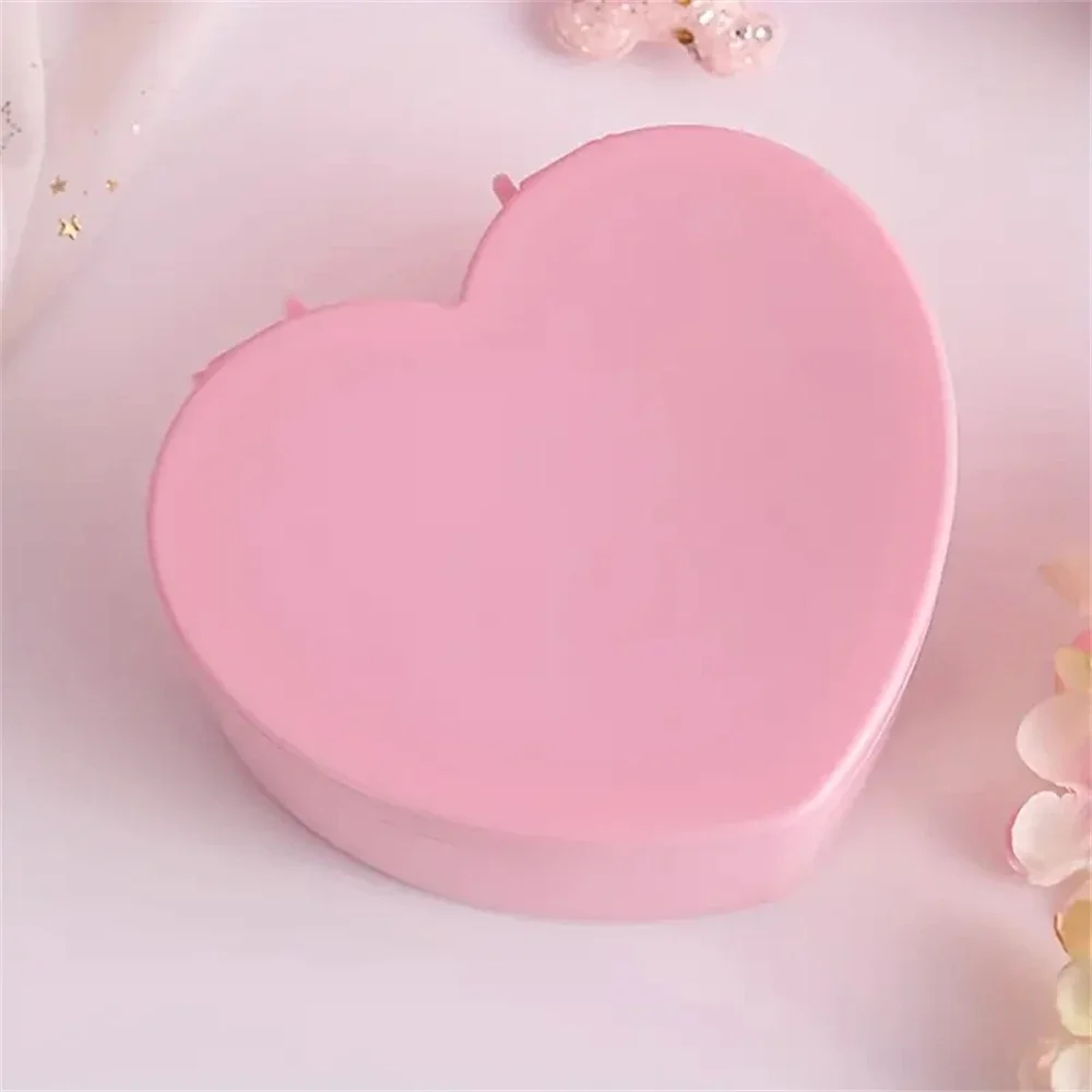 1pcs Heart-shaped Jewelry Box Pink Girl Heart DIY Gift Storage Box with Drawer Desktop Love Double Mirror Make Up Organizer Box