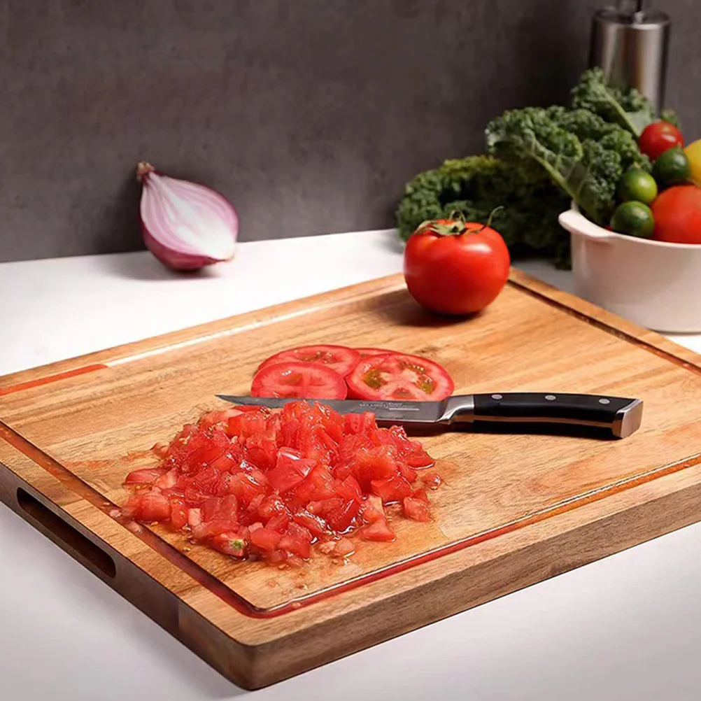 

Wood Cutting Board for Kitchen Large Square ThickenedMeal Prep Boards Home Use Breadboard WoodenKnifeSafeDurable