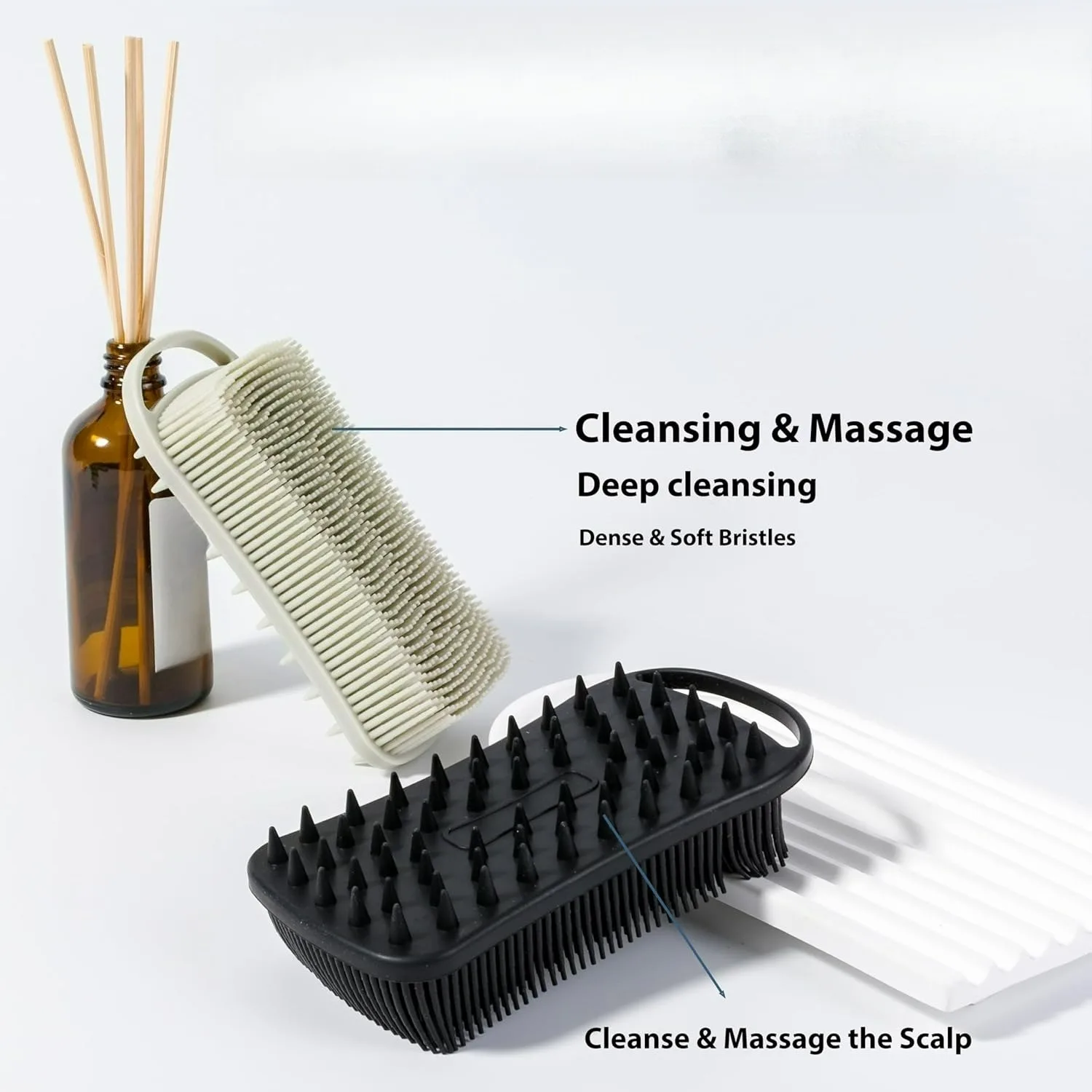 Dual Use Silicone Shower Scrubber Exfoliator & Scalp Massager Gentle For Sensitive Skin Easy Clean