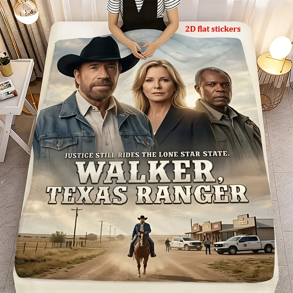 Customize 2D Crime Western TV Series W-Walker Texas Ranger Seasons Drama 1pc Printed Flannel Blanket, Suitable for All Seasons,