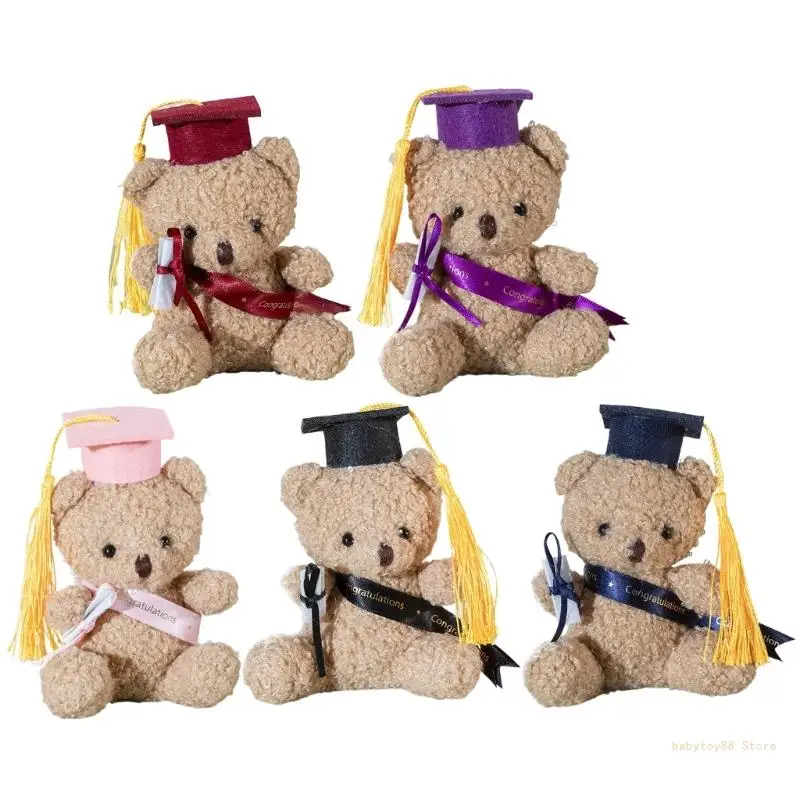 Y4UD Plush Toy Stuffed Bear Graduate Student Souvenir Graduation Gift Bachelors Hat Graduation Hat Gift for Schools