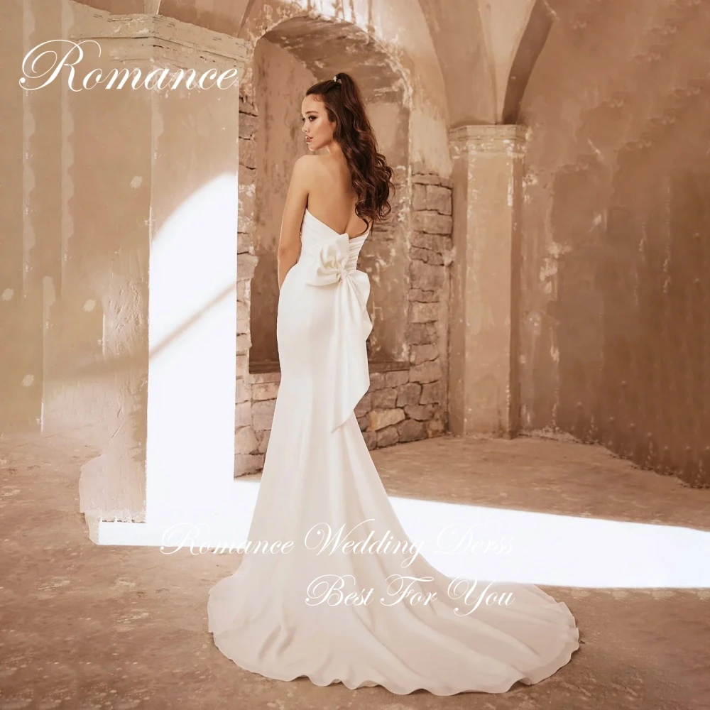 Simples plissado querida sereia vestidos de casamento feminino 2025 arco aberto volta sem mangas vestido de noiva vestidos de novia personalizado