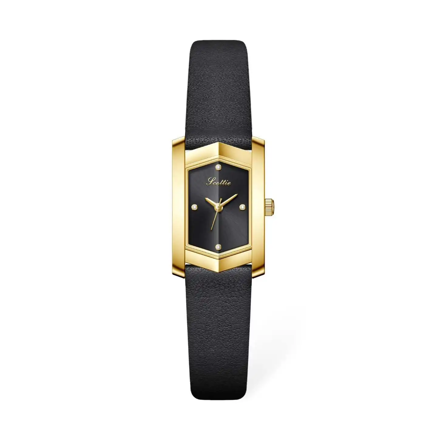 Light Luxury Niche Delicate Minimalist Versatile Square Quartz Watch for Women with PU Leather Strap Waterproof Wristwatch