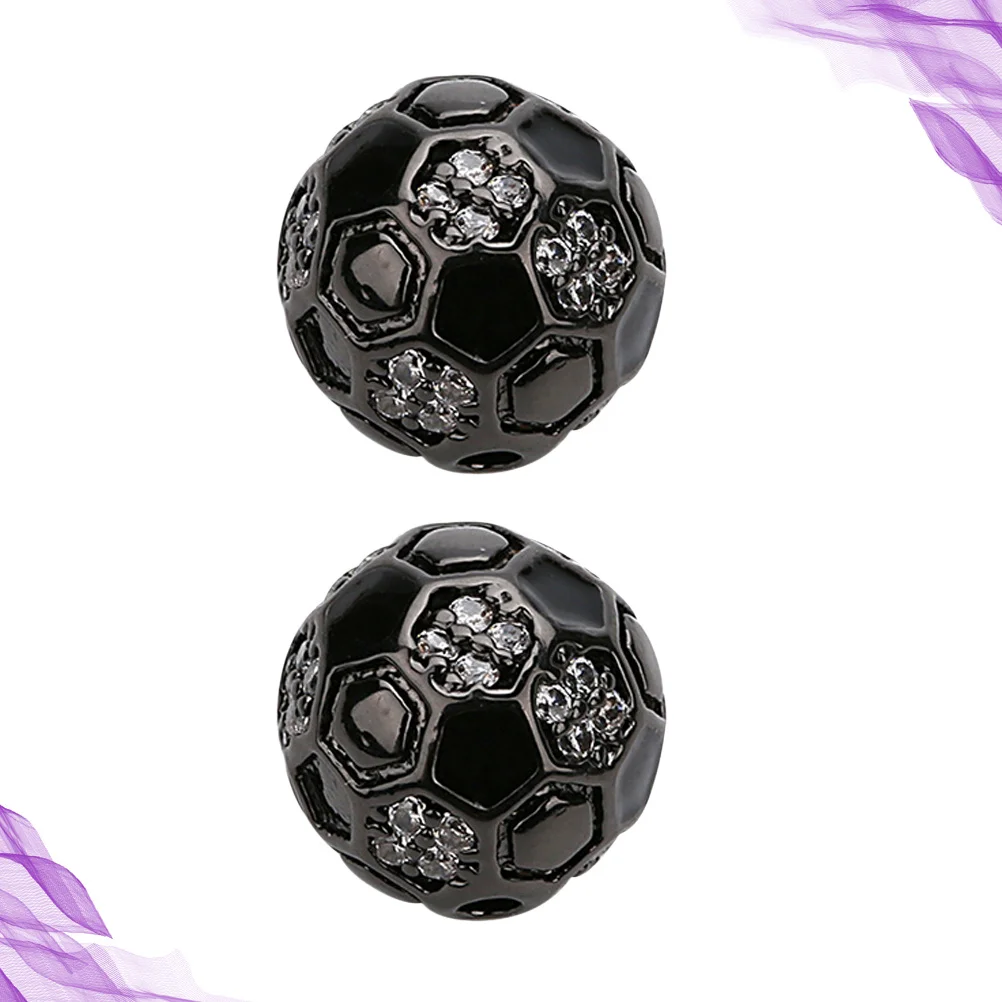 

2 шт., медные цирконовые бусины-разделители, позолоченные глянцевые футбольные подвески для DIY браслета, ожерелья, висячие ремесленные черные