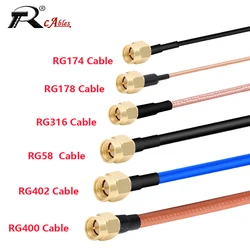 Connector SMA Male to SMA Male Plug Assembly Cable RF Coaxial RG174 RG178 RG316 RG58 RG402 RG400Cable Pigtail Extension 50Ohm