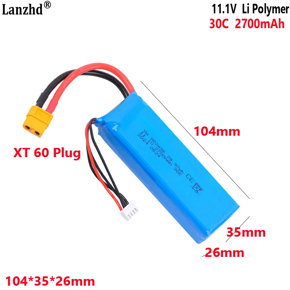 

11.1V 2700mAh 30C battery T/XT60/Banana Plug Use For model aircraft V303 V393 WL913 For UDI 903 FT012 toy plane batteries