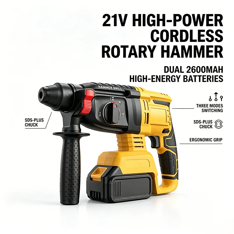 26MM Brushless Electric Hammer Drill Multifunctional Rotary Cordless Rechargeable Power Tools For 21V Battery Fast logistics
