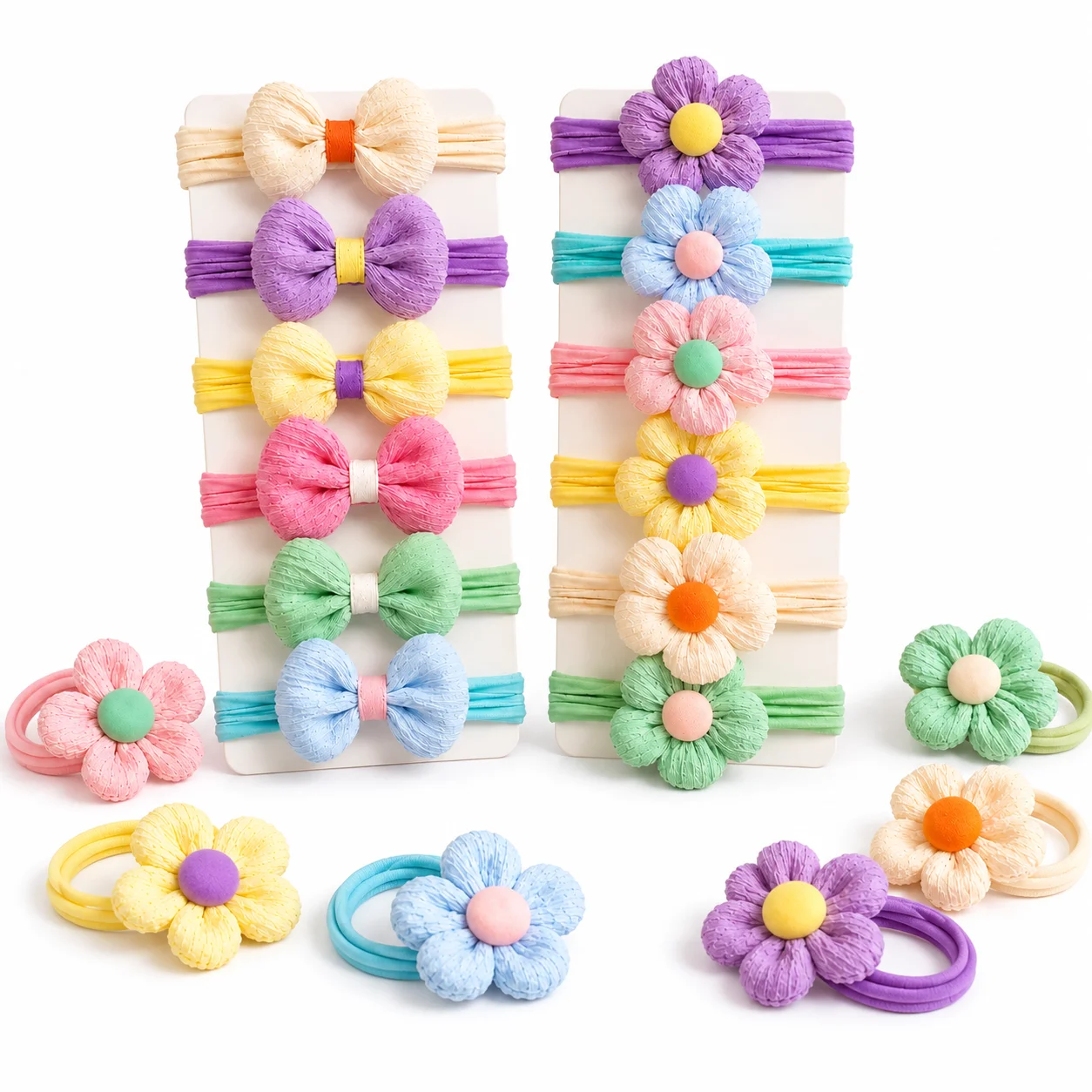 12PCS New Cut Hair Ties Princess Sweet Flower Bow Girls Women Elastic Hair Bands Hair Accessories Headwear Scrunchies 2030