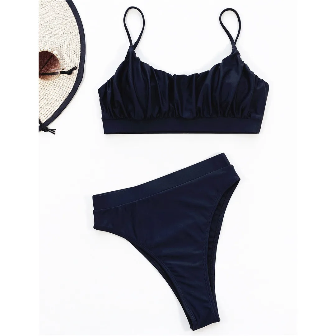 Neuer, sexy, geraffter, gepolsterter Damen-Badeanzug, Bikini mit hoher Taille, zweiteiliges Bikini-Set, Badebekleidung, Badeanzug, Modell V3191. – Detail 19