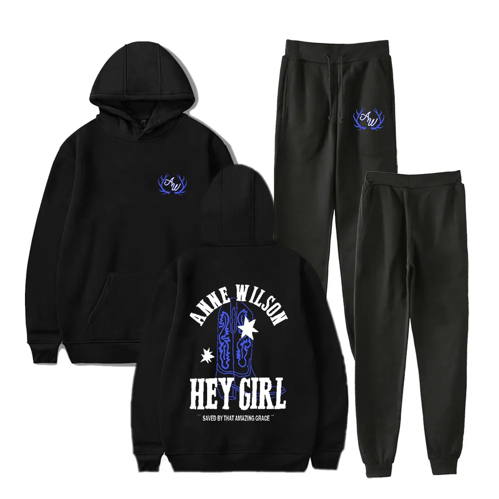 Anne Wilson Hey Girl Boot Hoodie Suit Pocket Drawstring Hoodie Streetwear Casual Sweatshirt  Man/Woman Hip Hop Hoodies