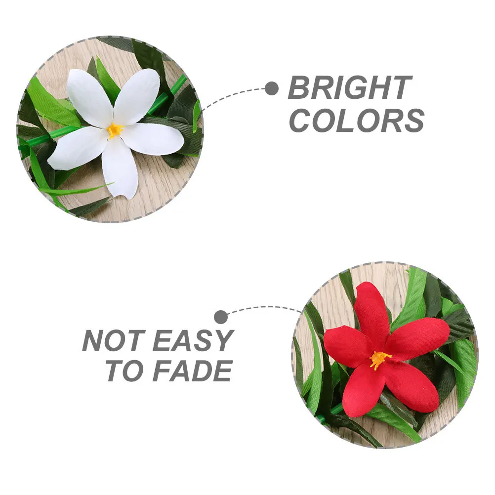

6Pcs Hawaiian Leis Green Leaf Tropical Artificial Flower Garland Luau Party Beach Wedding Festival Accessories