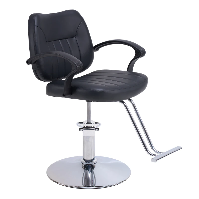 Salon Hair Styling Chair Adjustable Hydraulic Barber Chair with PU Leather Seat & Chrome Base for Beauty Salon Equipment