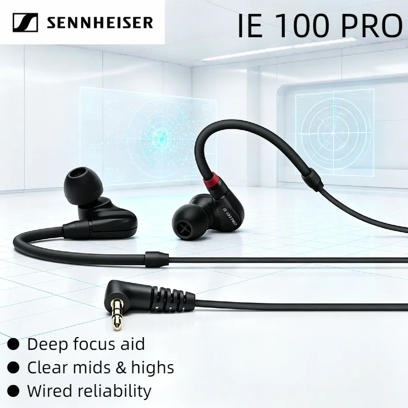 

Оригинальные проводные внутриканальные наушники Sennheiser IE 100 PRO 2026 года с 10-мм широкополосным драйвером, пассивной шумоизоляцией и Hi-Fi мониторингом