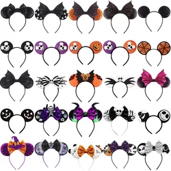 Disney Bat Skeleton Ear Headband For Adults Kids Cosplay Halloween Witch Hairband Women Girls Ghost Bows Party Hair Accessories