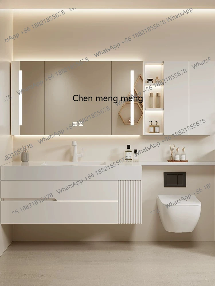 

Corian integrated rock slab seamless ceramic basin extension bathroom cabinet combination bathroom, washstand customization