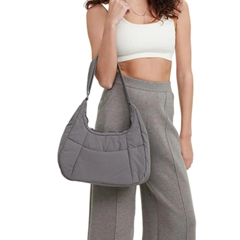 

G5AE 2024 Underarm Bag Versatile Solid Color Handbag Quilted Shoulder Bag Large Capacity Trendy Bag for Women Armpit Bag