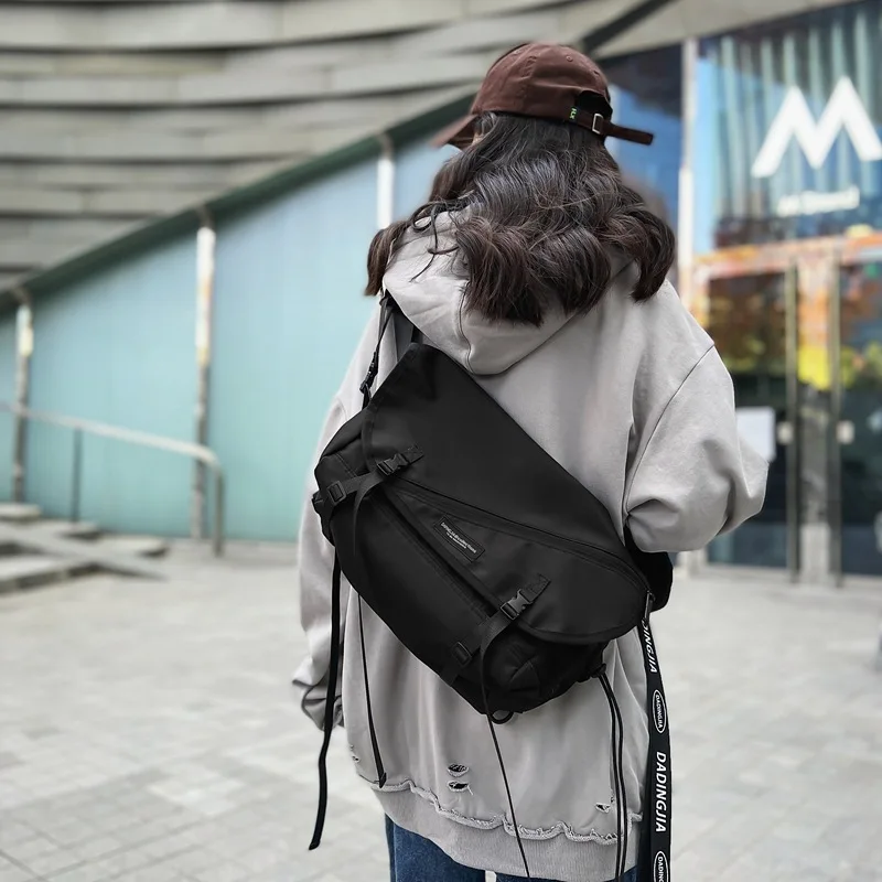Dark Style Commuter Crossbody Bag Large Capacity Student Casual Shoulder Cycling Bag