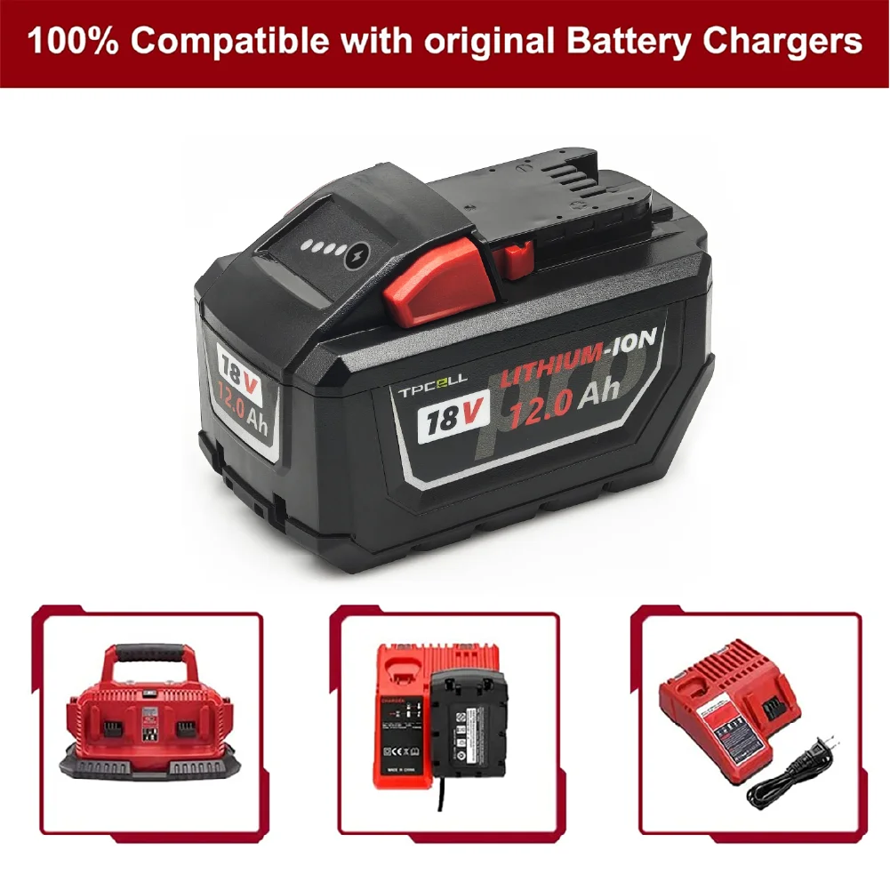 

Аккумулятор TPCELL 12Ач/15Ач для MILWAUKEE M18, безколлекторный, 21700, 18В, профессиональный, литий-ионный, с высокой выходной мощностью