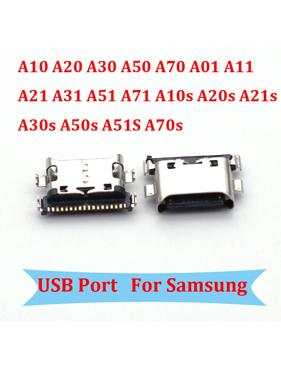 2Pcs For Samsung A20 A30 A50 A70 A51 A71 A21s A01 A30s A50s A20s A11 A21 A31 A52 Type-C USB Charger Jack Connector Charging Port