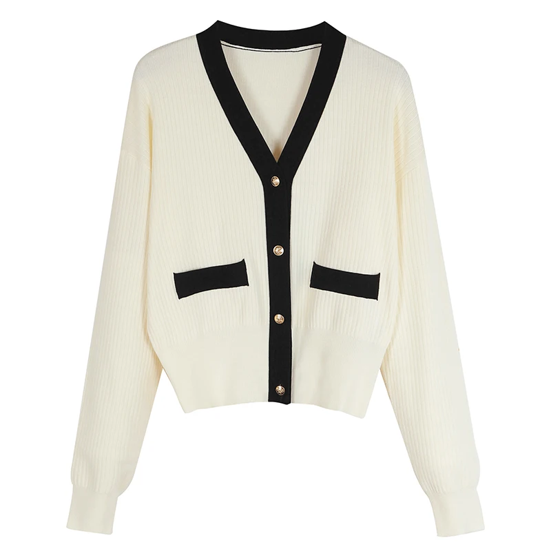 

Early Autumn V-Ne Knitted Open Cardigan Color Blo Faionable Small Fraance Sle Women's Soft Lazy Sweater Jaet