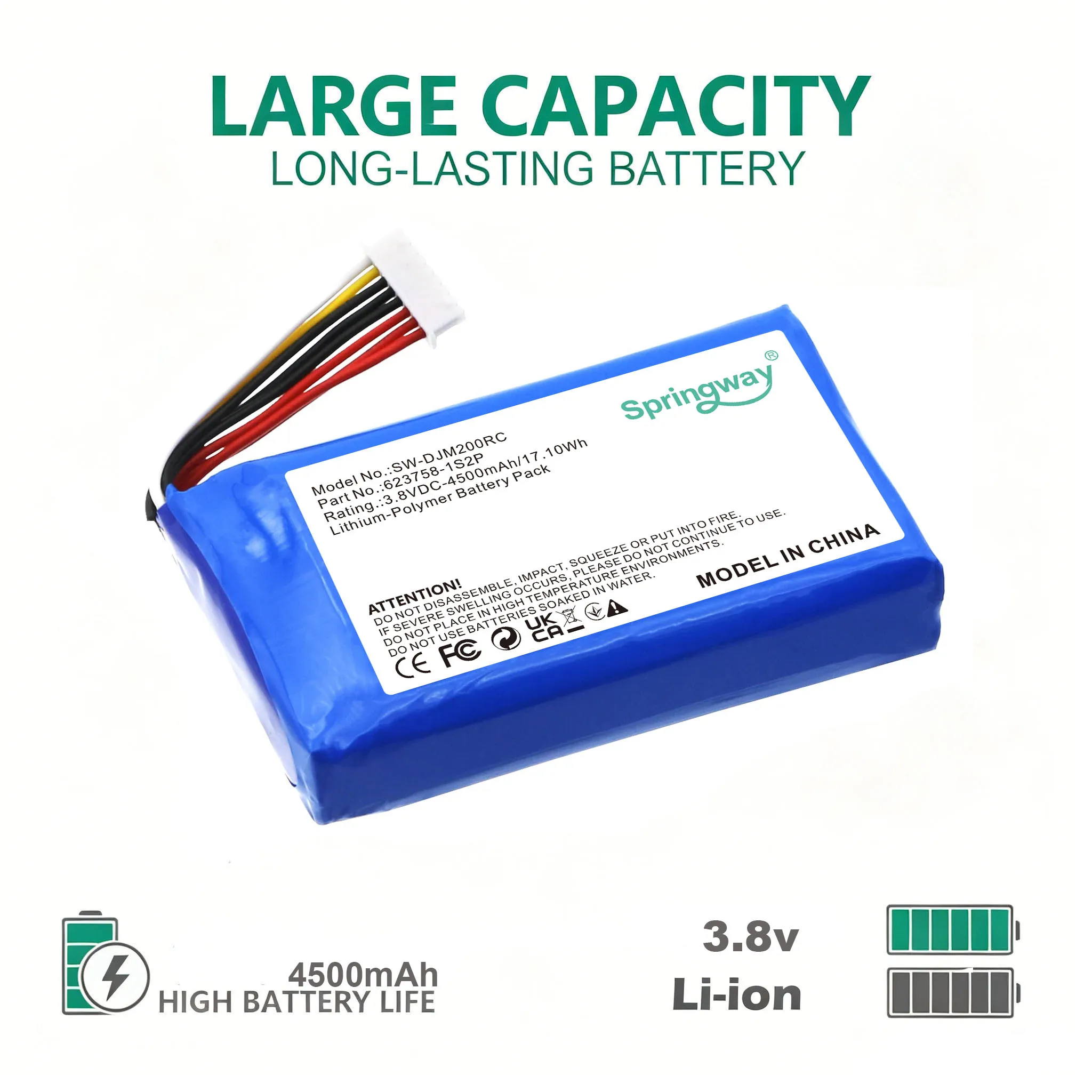 Remote Controller Battery For DJI:623758-1S2P,Mavic 2 Pro Remote Control,--4500mAh / 17.10Wh--Li-Polymer--3.80V
