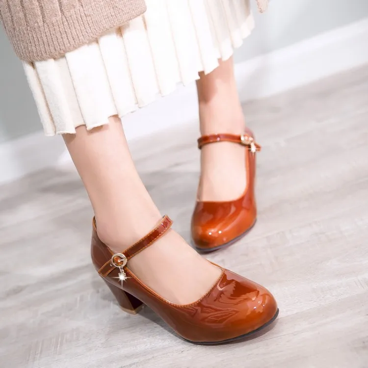 Big Size 11 12 13 14 15 16 17 ladies high heels women shoes woman pumps Round-head water drill Pendant with one-word buckle