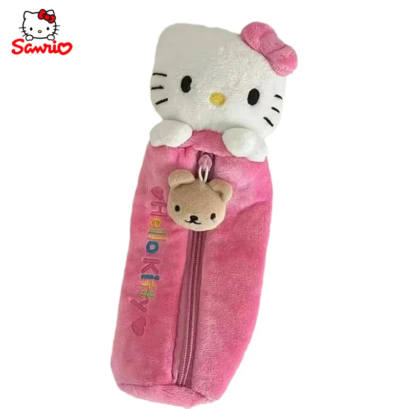 Hello Kitty Plush Pencil Case Student Large Capacity Stationery Bag Hello Kitty Pencil Bag Storage Bag Sanrio Accessories Gifts